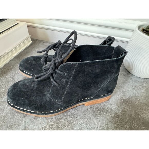 NEW Hush Puppies black suede tie up ankle boots Size 6.5 - Picture 1 of 4